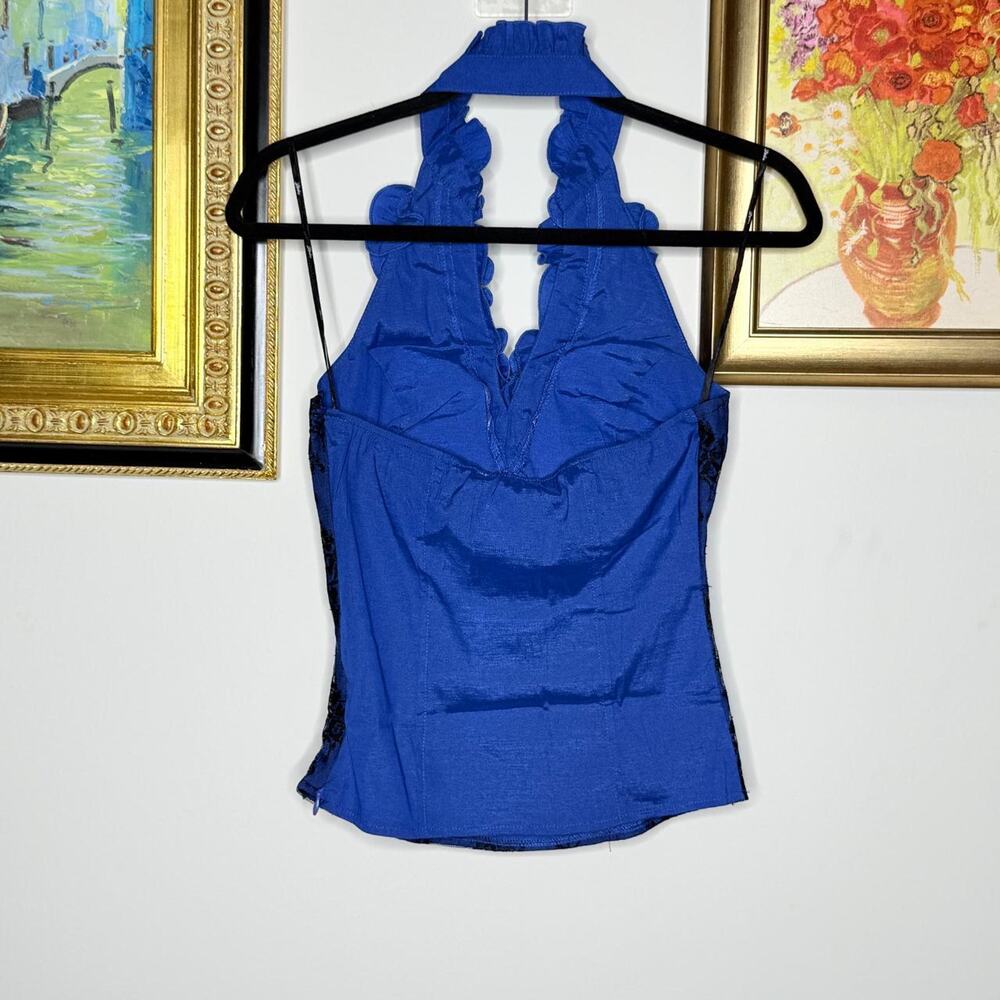 Blue Ruffled Top Lace L - Picture 4 of 5